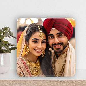 Personalized Desktop Photo Stand - Curved Square