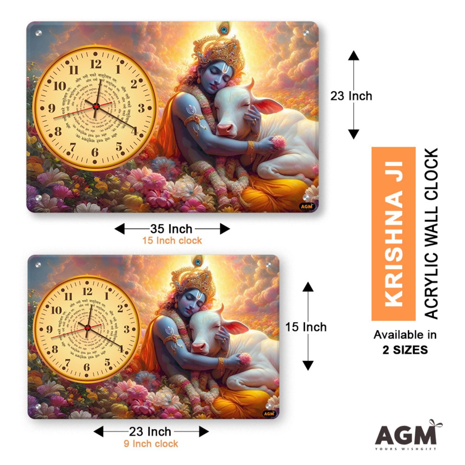 Wall Decor Clock - Time Meets Serenity - Lord Krishna - Divya Gopala - Image 4