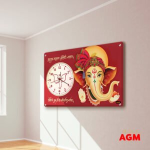 Wall Decor Clock - Time Meets Serenity - Lora Ganesha - Warm Red