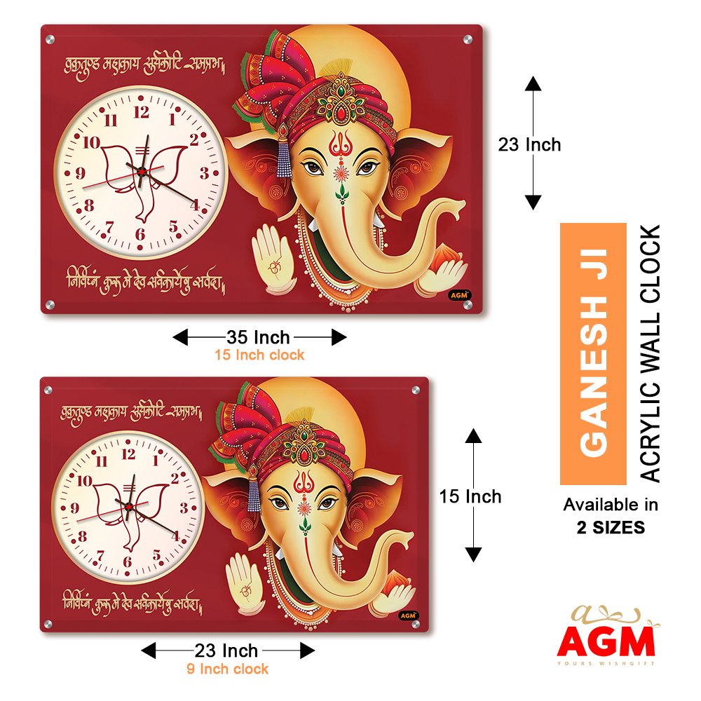 Wall Decor Clock - Time Meets Serenity - Lora Ganesha - Warm Red - Image 3