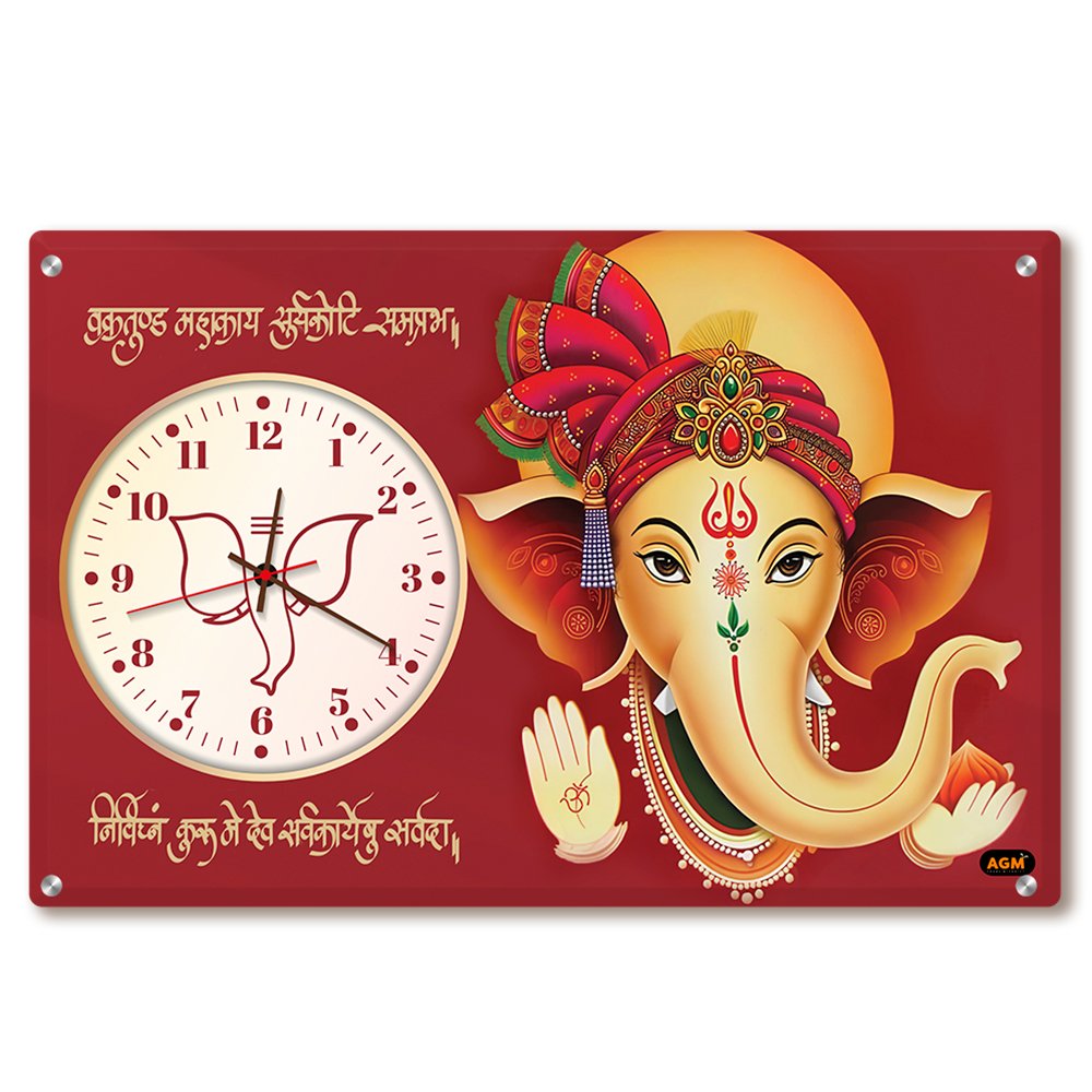 Wall Decor Clock - Time Meets Serenity - Lora Ganesha - Warm Red - Image 4