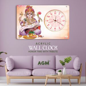 Wall Decor Clock - Time Meets Serenity - Lora Ganesha - Pastel Purple