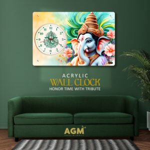 Wall Decor Clock - Time Meets Serenity - Lora Ganesha - Rainbow