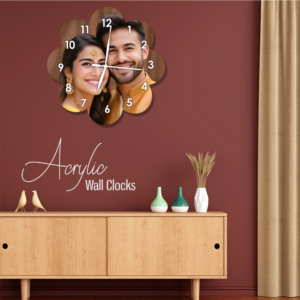 Personalized Acrylic Wall Clock - Time Meets Artistry - Floral